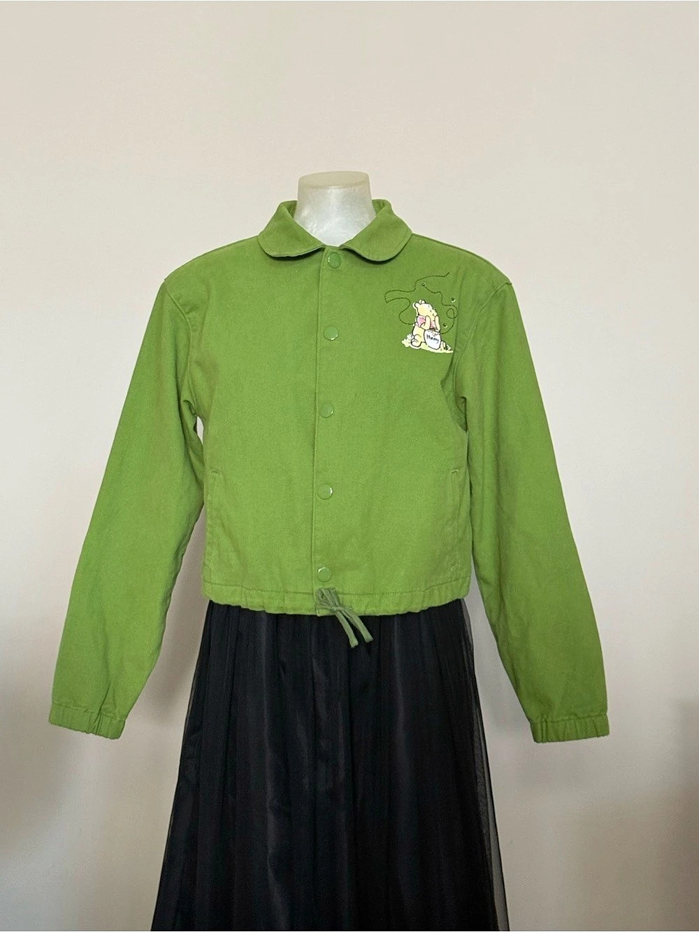 Disney Winnie the Pooh Green Utility Jacket Size Medium Like New